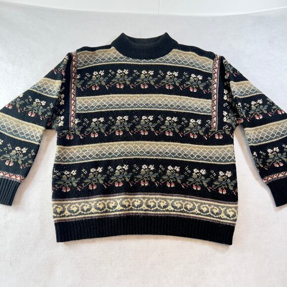 The Import Workshop Sweater Woman's L Needlepoint Style Knit Wool Blend Vintage - Picture 1 of 10